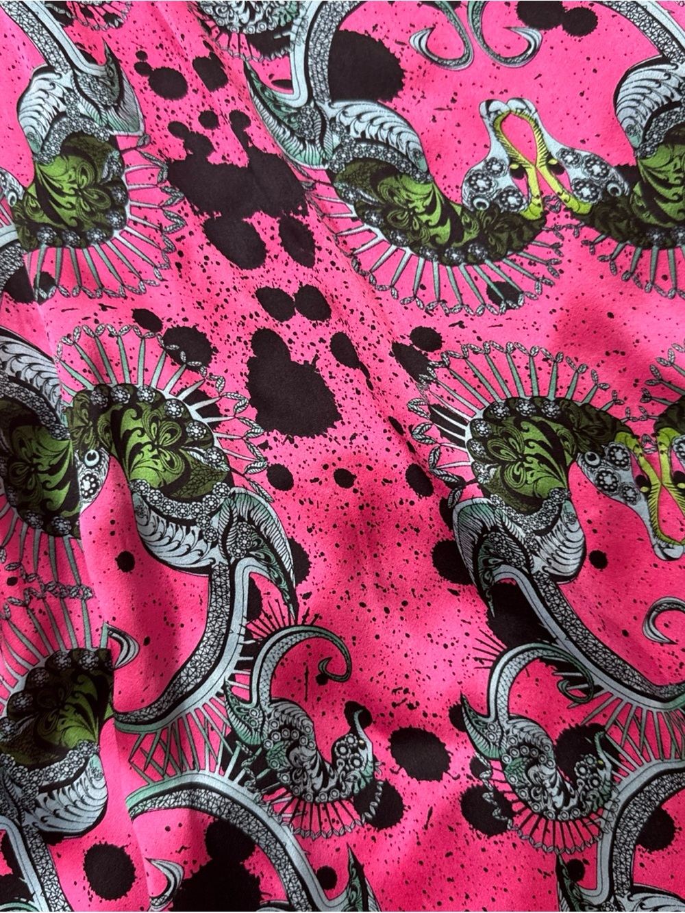 Vintage Custo Barcelona Silk Maxi Dress Vibrant Seahorse W Size 2 Summer Spring - Picture 2 of 12